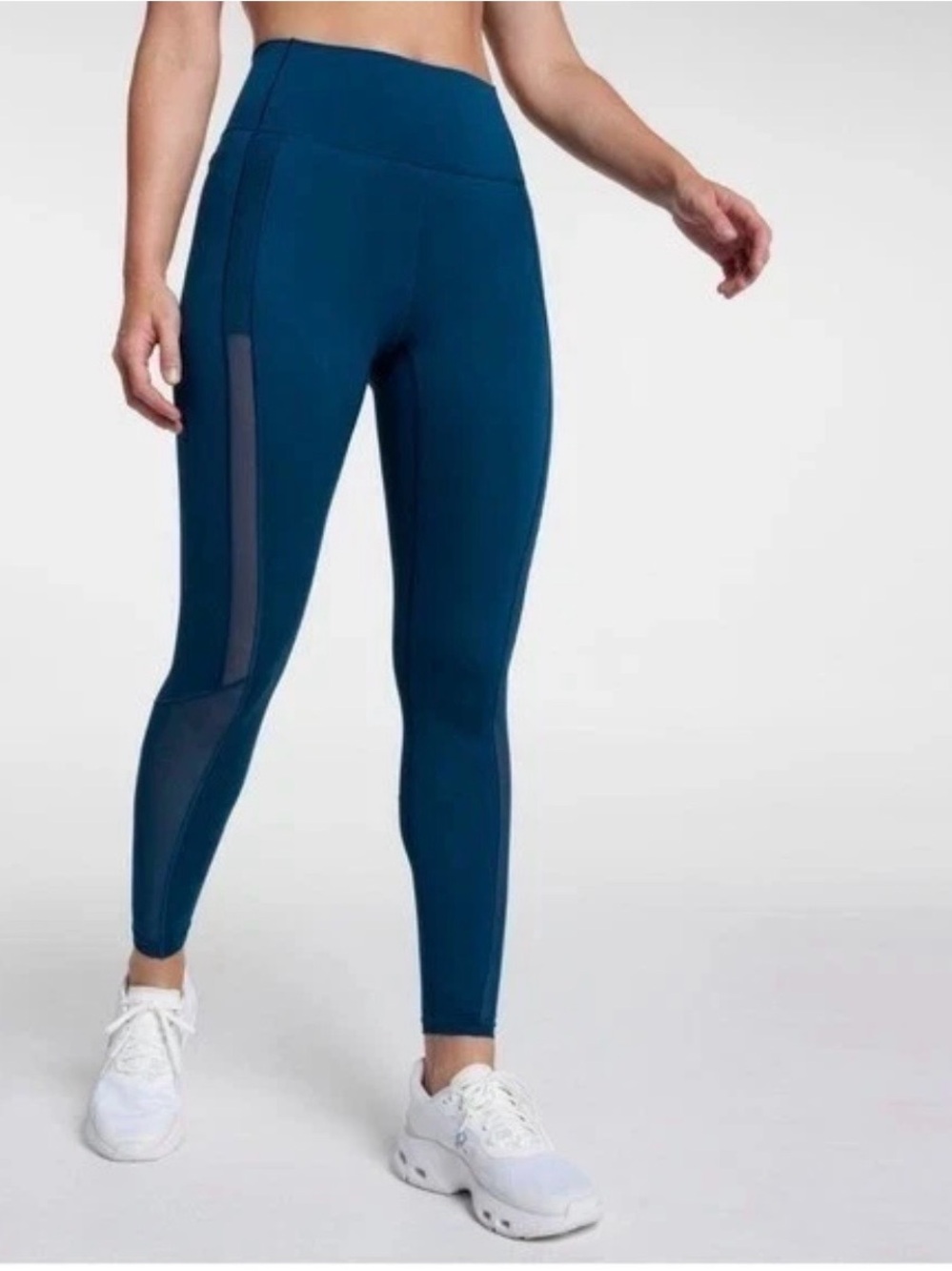 CALIA by Carrie Underwood Deep Marine Mesh-Accent High-Waist Leggings